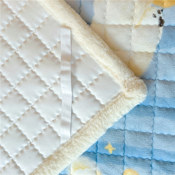 91家纺网 家纺一手货源 找家纺 喜居 2024新款印花牛奶绒床褥垫加厚宝宝绒床褥子床垫薄床垫 欢乐狗