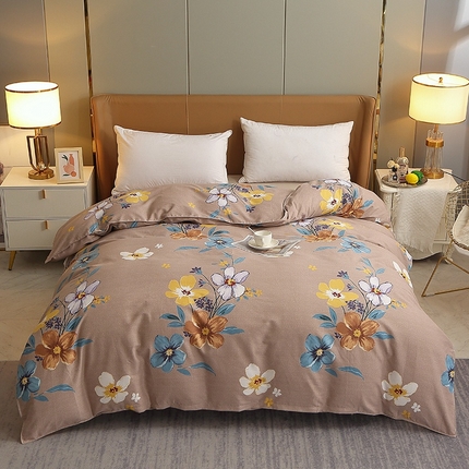 晶缦家纺 2024新款典雅系-全棉活性磨毛多规格单品被套 唯美满庭