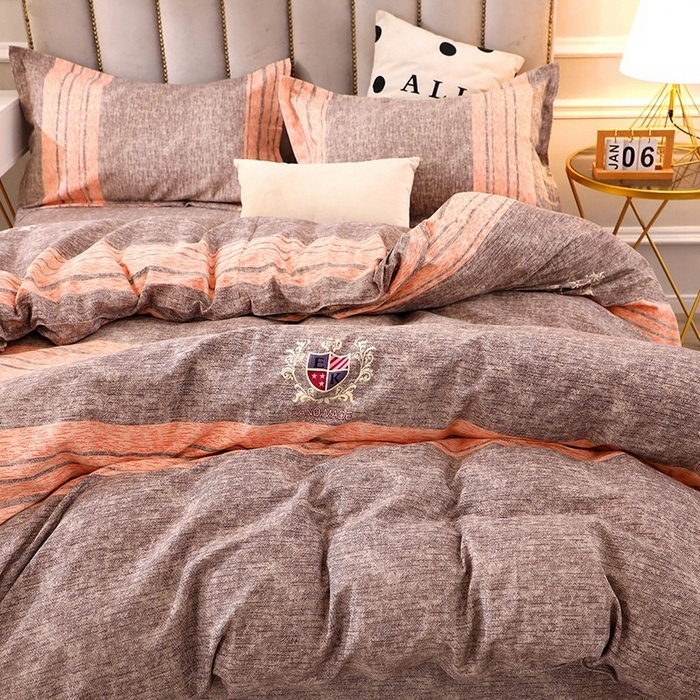 91家纺网 家纺一手货源 找家纺 晶缦家纺 2024新款典雅系-全棉活性磨毛多规格单品被套 路易时尚-灰