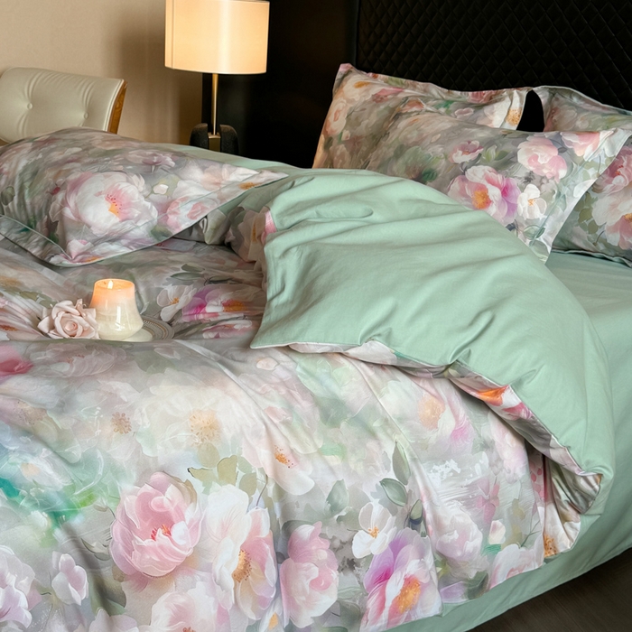 91家纺网 家纺一手货源 找家纺 涵宸家纺 2024新款全棉磨毛数码印花四件套 波漫之约