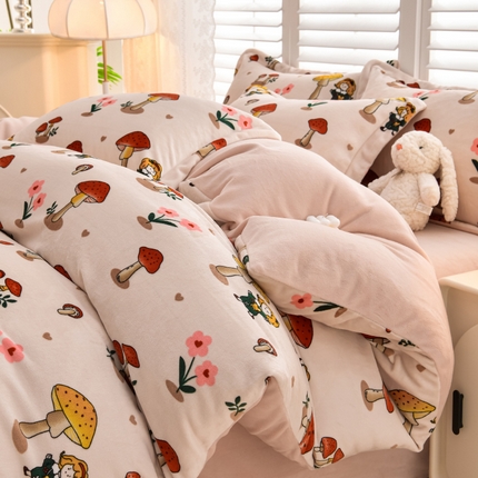 91家纺网 家纺一手货源 找家纺 （总）斯尔顿 2025新款230g小清新高克重牛奶绒四件套