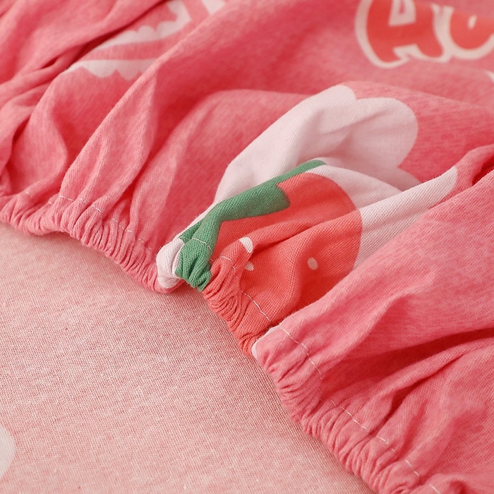 91家纺网 家纺一手货源 找家纺 晶缦家纺 2024新款典雅系-全棉活性磨毛多规格单品床笠 草莓爱恋粉