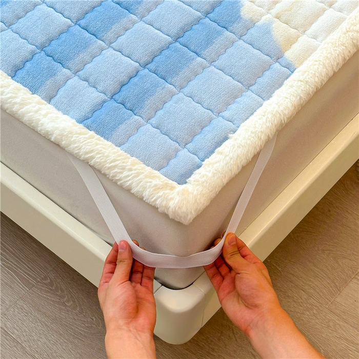 91家纺网 家纺一手货源 找家纺 喜居 2024新款印花牛奶绒床褥垫加厚宝宝绒床褥子床垫薄床垫 欢乐狗