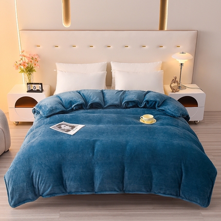 好眠好梦家纺 2024新款牛奶绒纯色单被套 宝石蓝