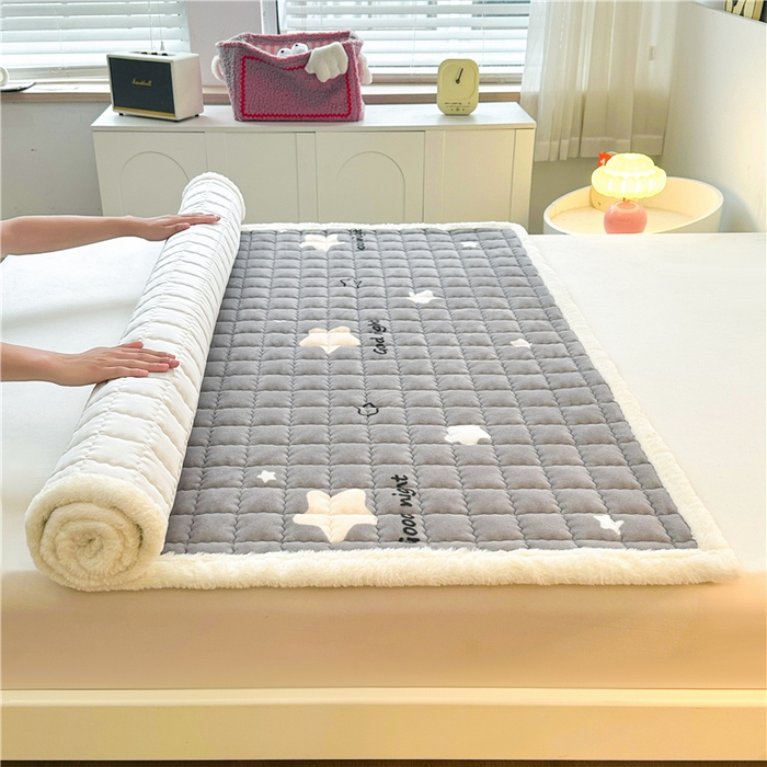 91家纺网 家纺一手货源 找家纺 喜居 2024新款印花牛奶绒床褥垫加厚宝宝绒床褥子床垫薄床垫 满天星
