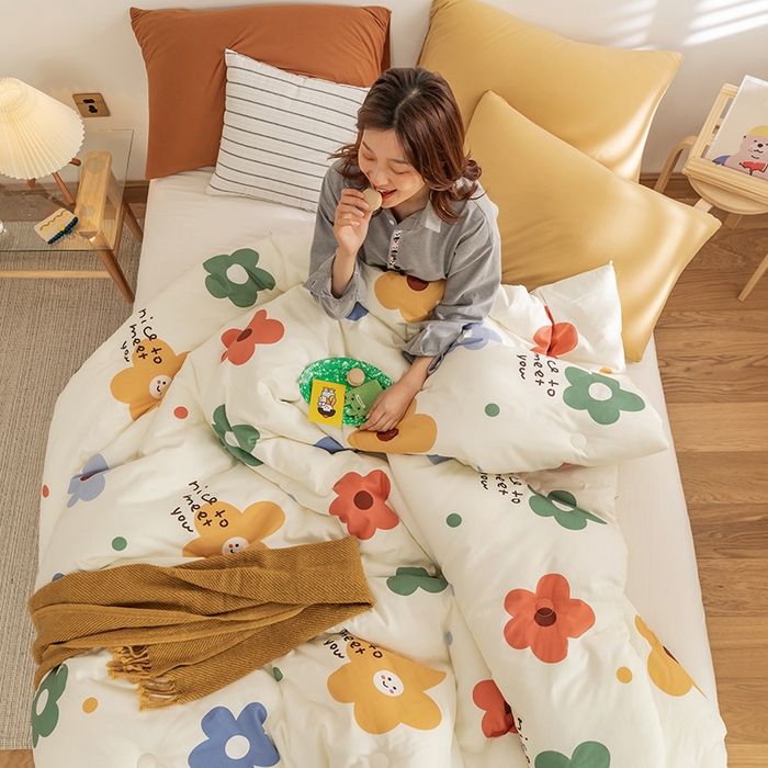 91家纺网 家纺一手货源 找家纺 莱福仕家纺 2024新款全棉13070四季被冬被被子被芯 太阳花