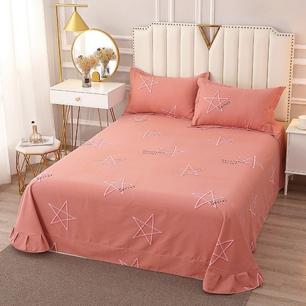 晶缦家纺 2024新款典雅系-全棉活性磨毛多规格单品床单 未来之星粉