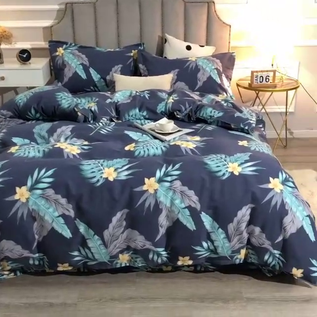 91家纺网 家纺一手货源 找家纺 晶缦家纺 2024新款典雅系-全棉活性磨毛多规格四件套 热带罗林