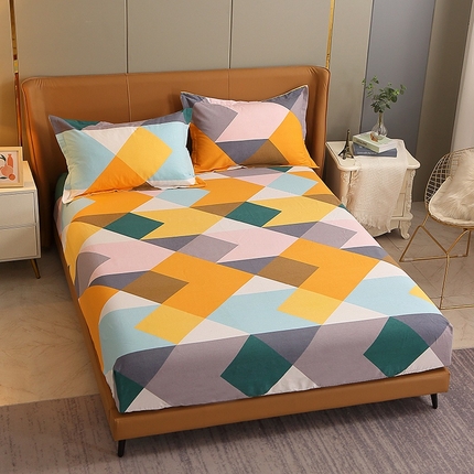 晶缦家纺 2024新款典雅系-全棉活性磨毛多规格单品床笠 魔幻彩格