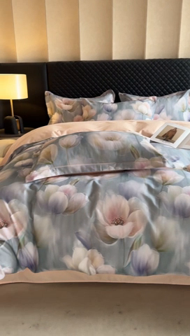 91家纺网 家纺一手货源 找家纺 涵宸家纺 2024新款全棉磨毛数码印花四件套 花海-兰