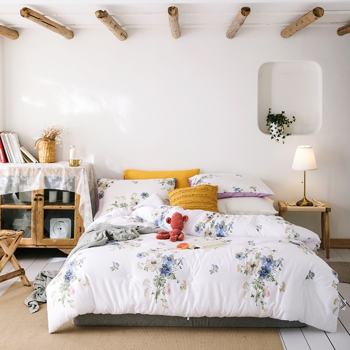 91家纺网 家纺一手货源 找家纺 莱福仕家纺 2024新款全棉13070四季被冬被被子被芯 花开曼舞