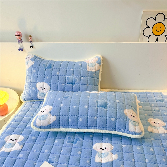 91家纺网 家纺一手货源 找家纺 喜居 2024新款印花牛奶绒床褥垫加厚宝宝绒床褥子床垫薄床垫 幸运狗