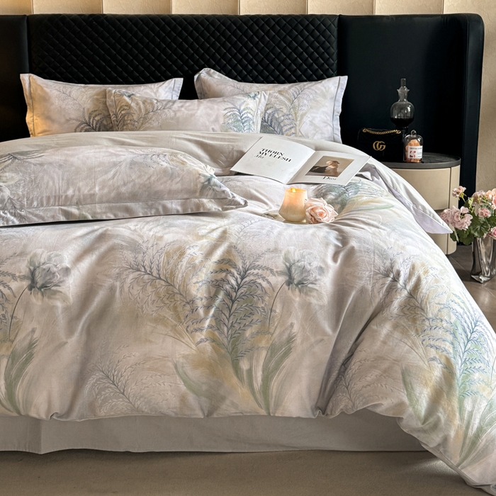 91家纺网 家纺一手货源 找家纺 涵宸家纺 2024新款全棉磨毛数码印花四件套 初语-绿