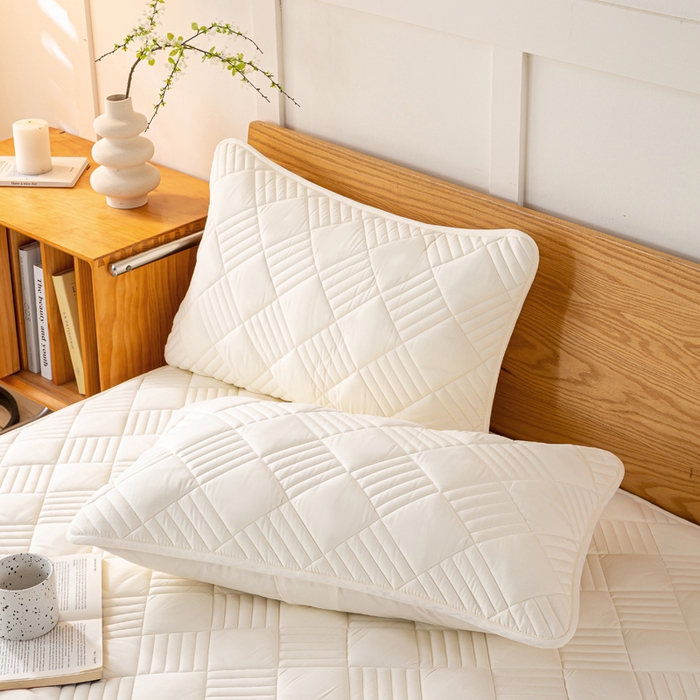 91家纺网 家纺一手货源 找家纺 有品 2024新款A类原棉大豆床笠系列 雅韵-米白