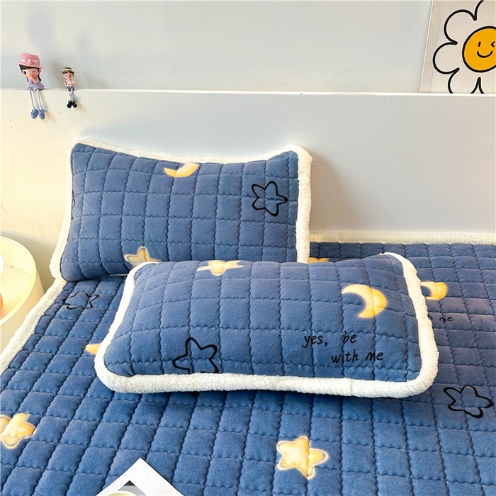 91家纺网 家纺一手货源 找家纺 喜居 2024新款印花牛奶绒床褥垫加厚宝宝绒床褥子床垫薄床垫 星月