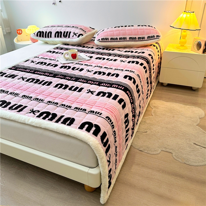 91家纺网 家纺一手货源 找家纺 喜居 2024新款印花牛奶绒床褥垫加厚宝宝绒床褥子床垫薄床垫 MM蝴蝶结