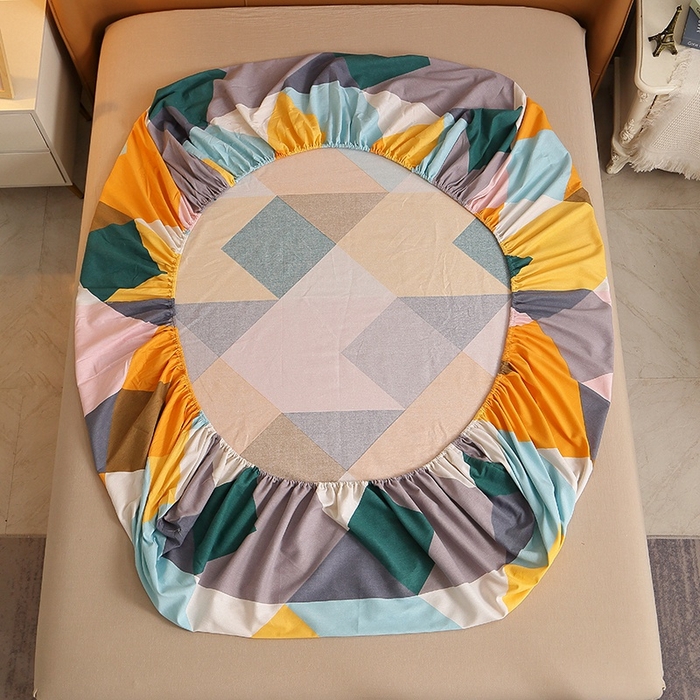 91家纺网 家纺一手货源 找家纺 晶缦家纺 2024新款典雅系-全棉活性磨毛多规格单品床笠 魔幻彩格