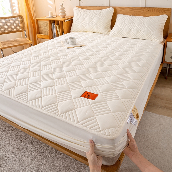 91家纺网 家纺一手货源 找家纺 有品 2024新款A类原棉大豆床笠系列 雅韵-米白