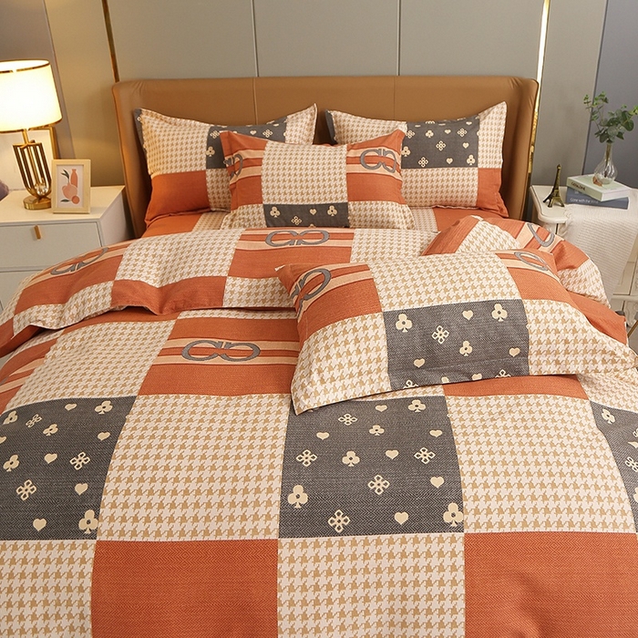 91家纺网 家纺一手货源 找家纺 晶缦家纺 2024新款典雅系-全棉活性磨毛多规格四件套 千鸟格