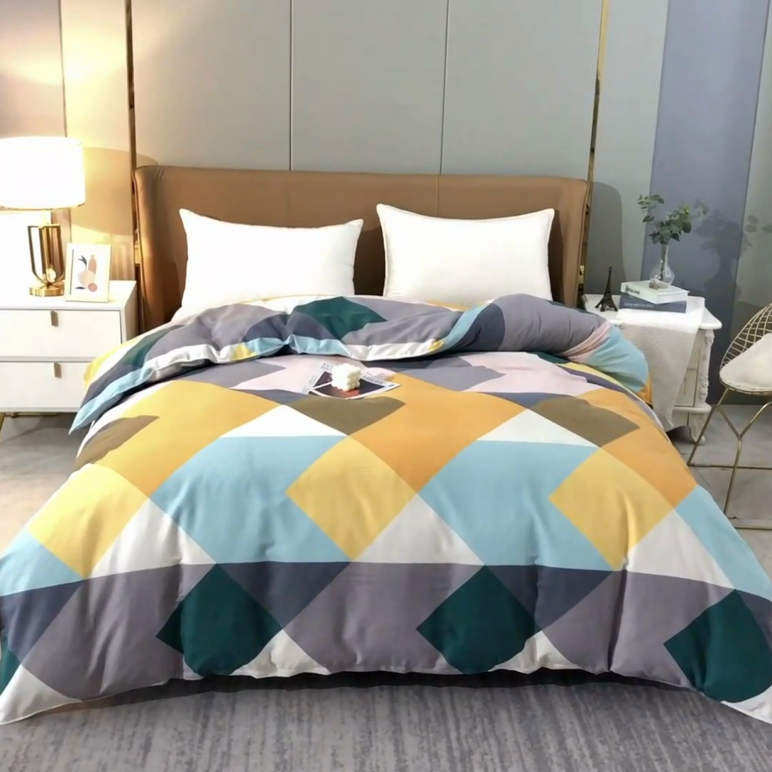 91家纺网 家纺一手货源 找家纺 晶缦家纺 2024新款典雅系-全棉活性磨毛多规格单品被套 魔幻彩格