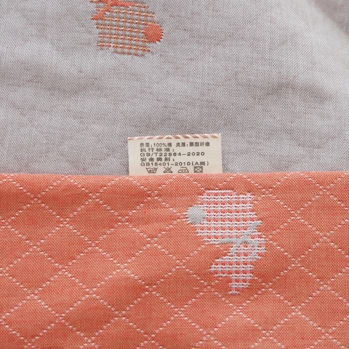 91家纺网 家纺一手货源 找家纺 朴尔家纺-毛巾被 2024新款韩版小碎花边全棉四层纱布枕巾 领结兔-灰