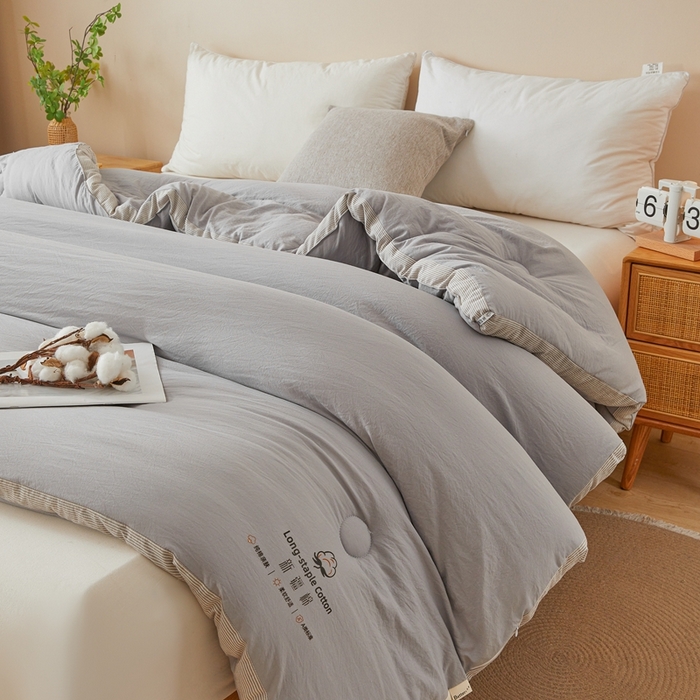 91家纺网 家纺一手货源 找家纺 创优家纺 2025新款无印风立体新疆棉花被被子冬被芯春秋被直播 新疆棉-浅灰