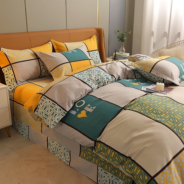 91家纺网 家纺一手货源 找家纺 晶缦家纺 2024新款典雅系-全棉活性磨毛多规格单品被套 心灵驿站蓝