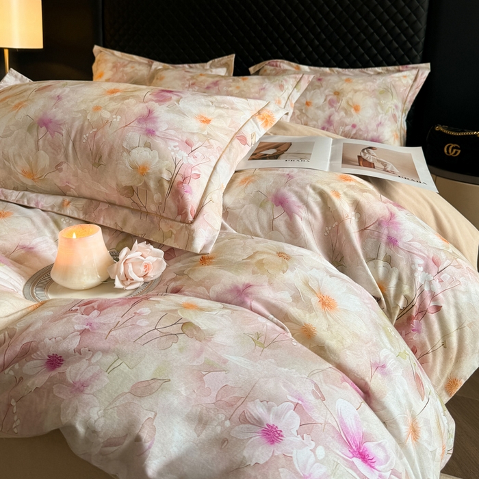 91家纺网 家纺一手货源 找家纺 涵宸家纺 2024新款全棉磨毛数码印花四件套 花季少女