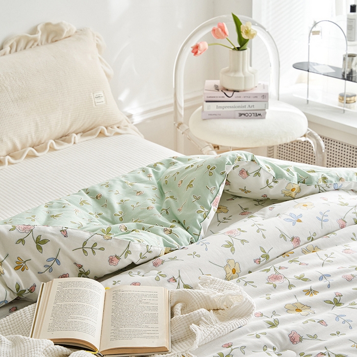 91家纺网 家纺一手货源 找家纺 莱福仕家纺 2024新款全棉13070四季被冬被被子被芯 情人花园