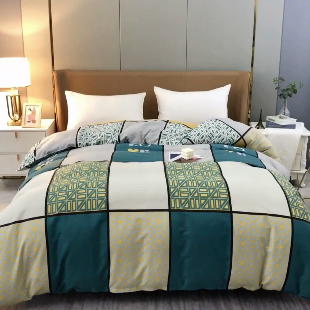 91家纺网 家纺一手货源 找家纺 晶缦家纺 2024新款典雅系-全棉活性磨毛多规格单品被套 心灵驿站蓝