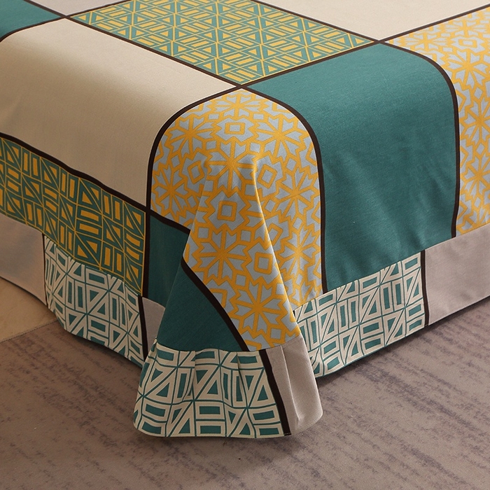 91家纺网 家纺一手货源 找家纺 晶缦家纺 2024新款典雅系-全棉活性磨毛多规格单品床单 心灵驿站蓝