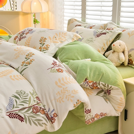 91家纺网 家纺一手货源 找家纺 （总）斯尔顿 2025新款230g小清新高克重牛奶绒四件套