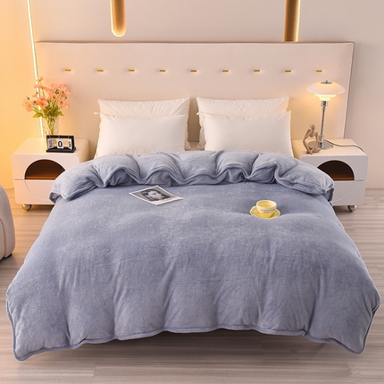 好眠好梦家纺 2024新款牛奶绒纯色单被套 高级灰
