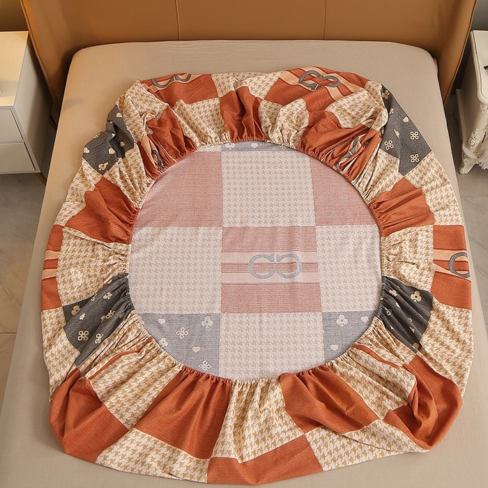 91家纺网 家纺一手货源 找家纺 晶缦家纺 2024新款典雅系-全棉活性磨毛多规格单品床笠 千鸟格