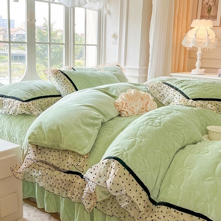网红馆（ck家纺） 2025新款牛奶绒床盖四件套-诺蔓 诺蔓-果绿