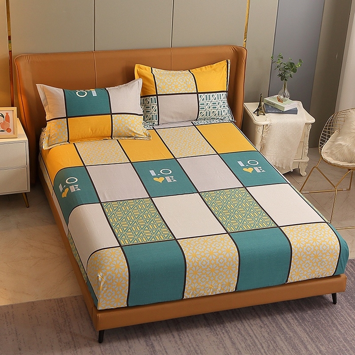 91家纺网 家纺一手货源 找家纺 晶缦家纺 2024新款典雅系-全棉活性磨毛多规格单品床笠 心灵驿站蓝