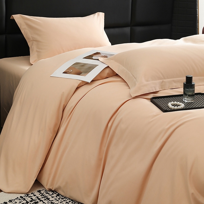 91家纺网 家纺一手货源 找家纺 莱阁亿 2025秋冬新款高支高密全棉纯棉磨毛双拼纯色单被套被套单件 巧克力