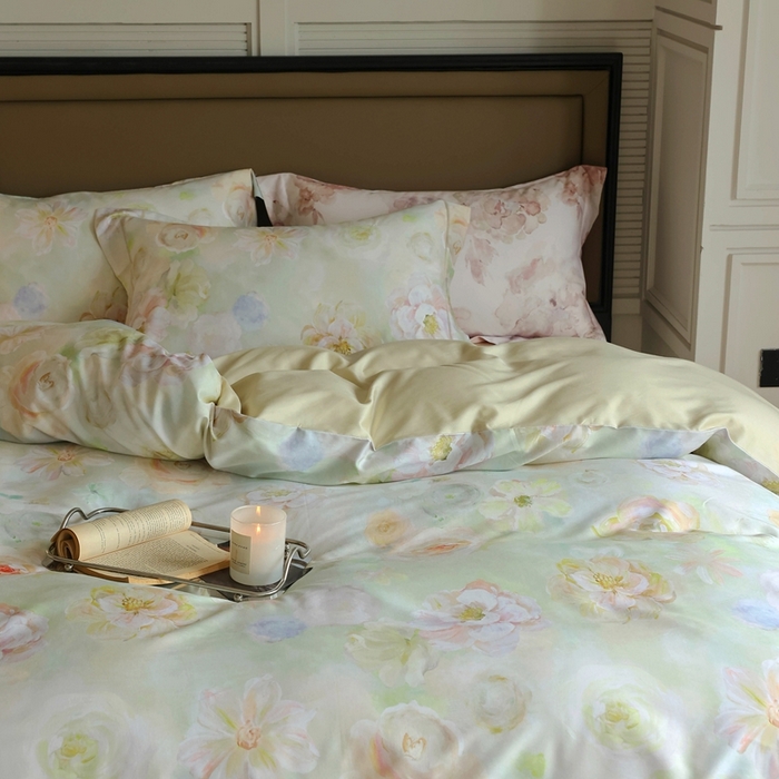 91家纺网 家纺一手货源 找家纺 久典家居 2024新款60S天丝棉数码磨毛四件套 苏羽-绿