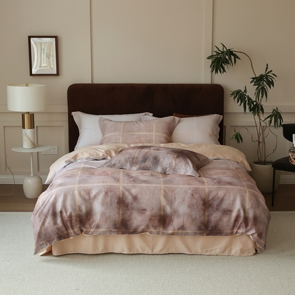 久典家居 2024新款60S天丝棉数码磨毛四件套 暮粉