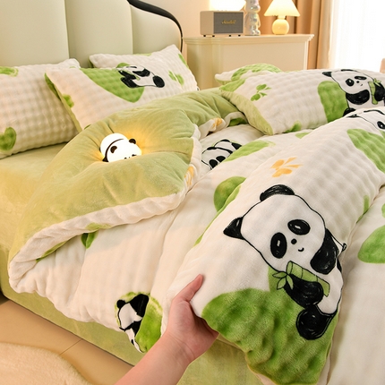 91家纺网 家纺一手货源 找家纺 （总）千嘻汇家纺 2024新款兔兔绒牛奶绒泡泡四件套