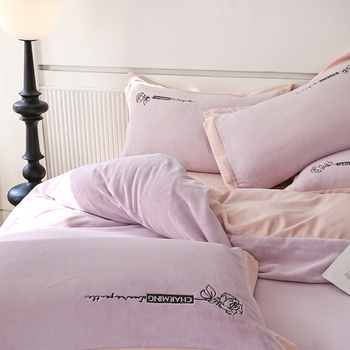 91家纺网 家纺一手货源 找家纺 大渔生活 2025新款牛奶绒刺绣四件套-玫瑰故事 玫瑰故事-皮粉