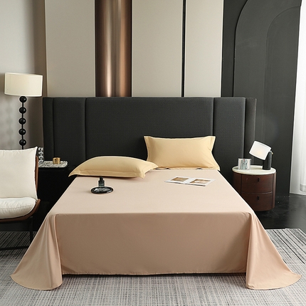 莱阁亿 2025秋冬新款高支高密全棉纯棉磨毛双拼纯色单床单床单单件 粉糖