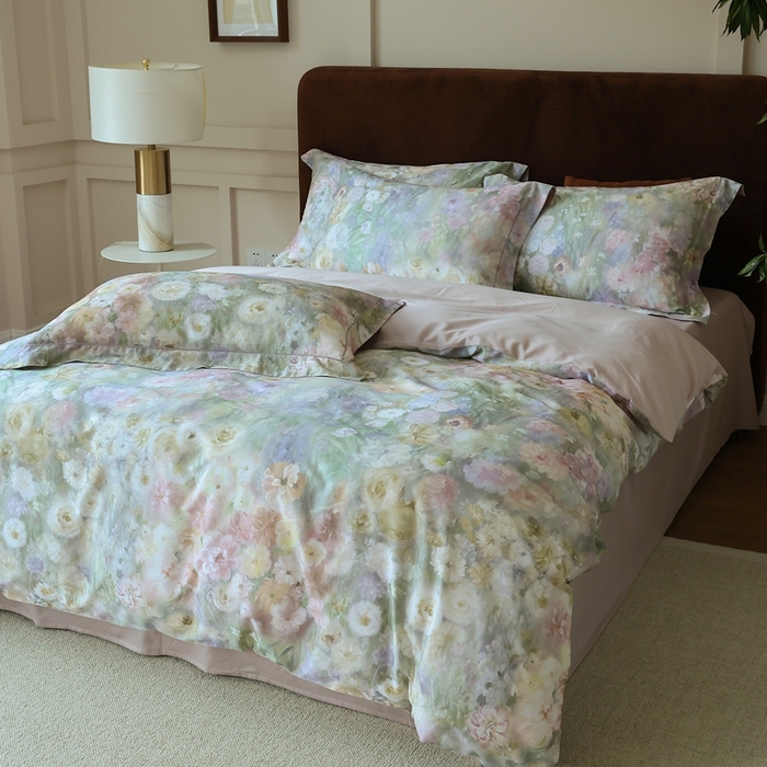 91家纺网 家纺一手货源 找家纺 久典家居 2024新款60S天丝棉数码磨毛四件套 玛格丽特