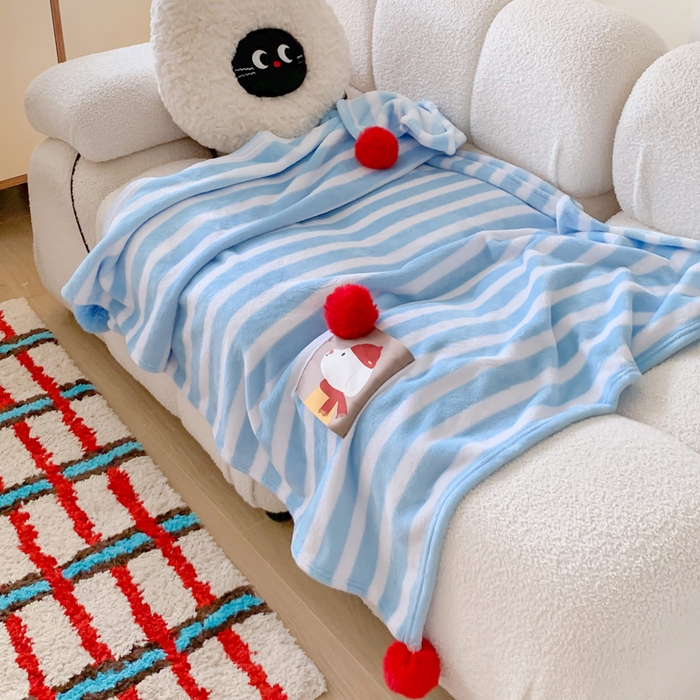 91家纺网 家纺一手货源 找家纺 澳萝拉 2024新款卡通小清新双面牛奶绒法莱绒毛毯四季盖毯 哈喽酷狗