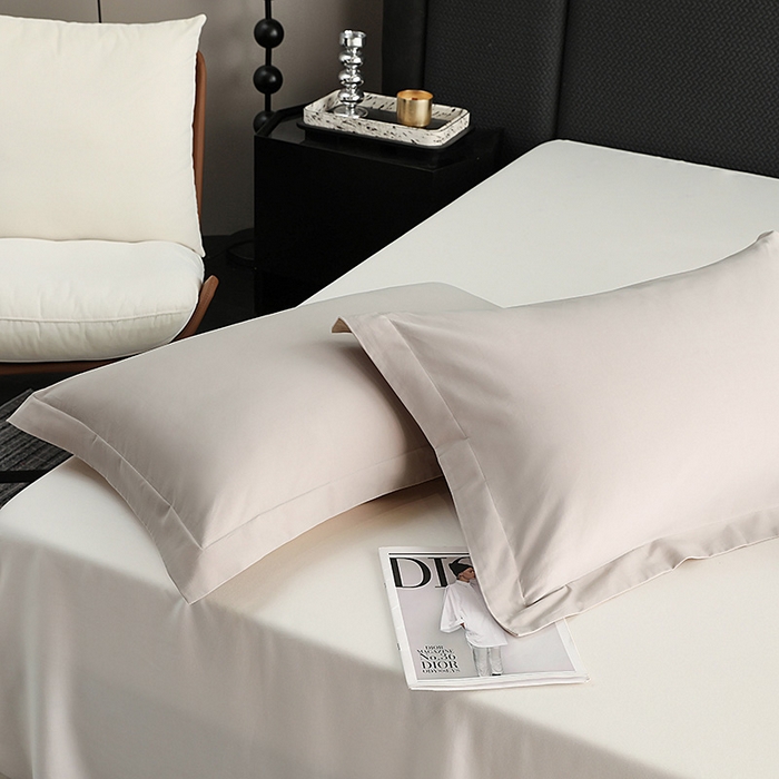 91家纺网 家纺一手货源 找家纺 莱阁亿 2025秋冬新款高支高密全棉纯棉磨毛双拼纯色单枕套 枕套单件 大麦灰&可可棕