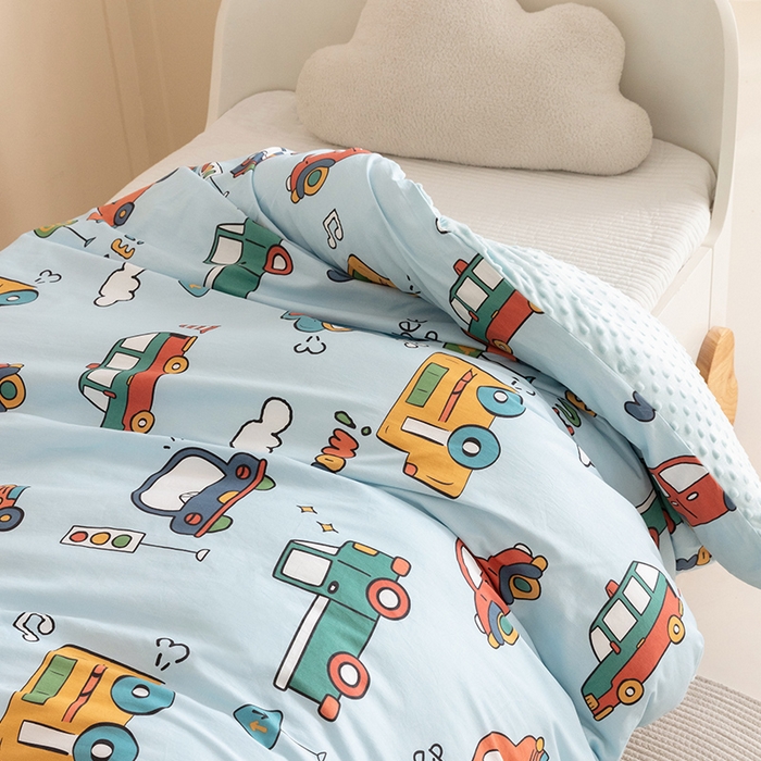 91家纺网 家纺一手货源 找家纺 嗨生活 2025新款全棉豆豆被儿童豆豆被春秋被冬被幼儿园可拆款被子 汽车滴滴