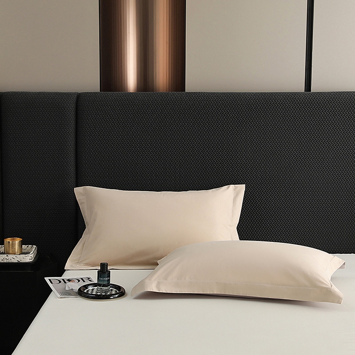 91家纺网 家纺一手货源 找家纺 莱阁亿 2025秋冬新款高支高密全棉纯棉磨毛双拼纯色单枕套 枕套单件 可可棕&浅灰