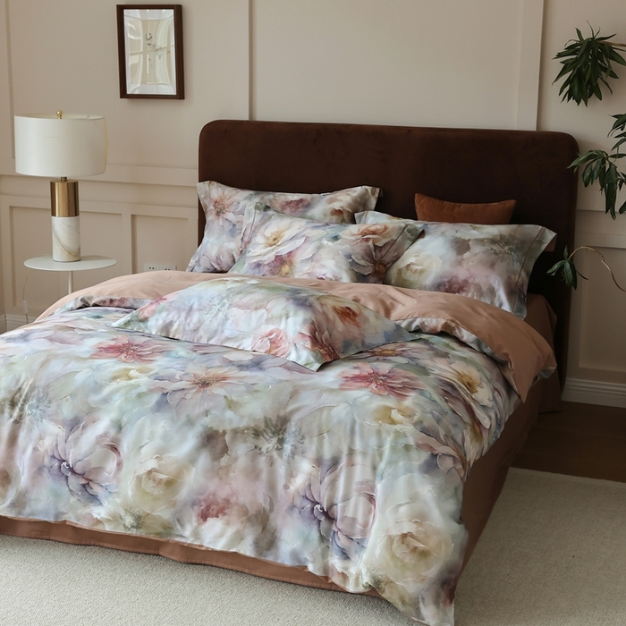 91家纺网 家纺一手货源 找家纺 久典家居 2024新款60S天丝棉数码磨毛四件套 莫奈印象