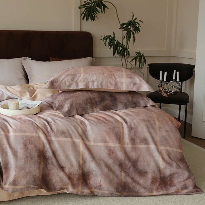 91家纺网 家纺一手货源 找家纺 久典家居 2024新款60S天丝棉数码磨毛四件套 暮粉