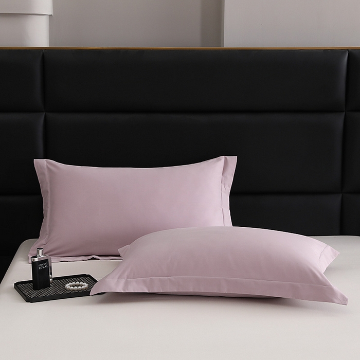 91家纺网 家纺一手货源 找家纺 莱阁亿 2025秋冬新款高支高密全棉纯棉磨毛双拼纯色单枕套 枕套单件 丁香紫